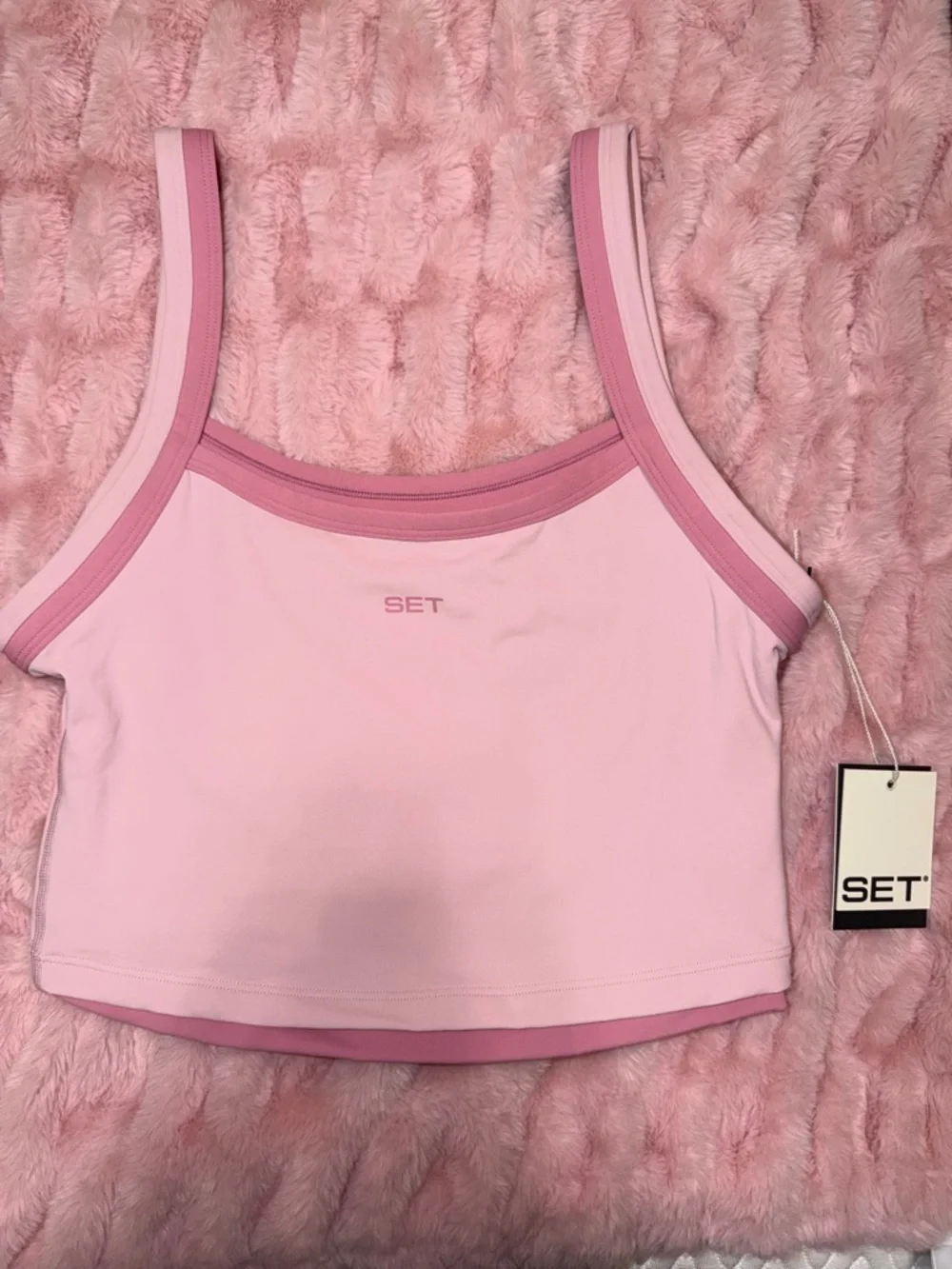 bloom Light Pink Crop Tank & High-Waist Biker Shorts Set - Picture 2 of 7